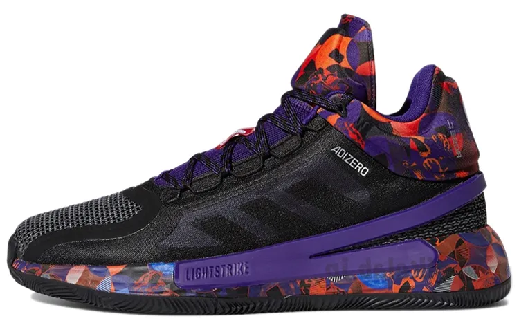 Adidas D Rose 11 Cushioning Slip Resistant Low top Basketball Shoes Men's Black Purple Orange