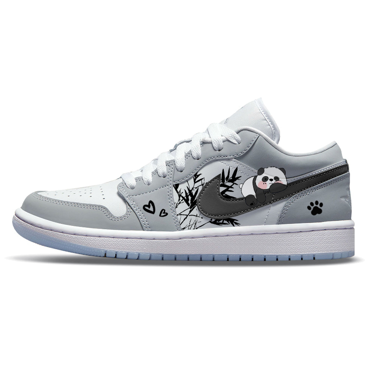 Jordan Air Jordan 1 Abrasion Resistant Slip Resistant Low top Vintage Basketball Shoes Women's Gray White