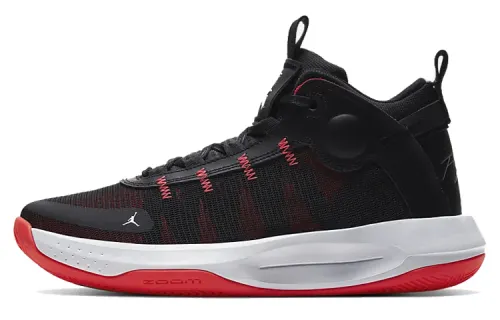 Jordan Jumpman 2020 PF comfortable mesh shock-absorbing anti-slip mid-top basketball shoes men's black and red