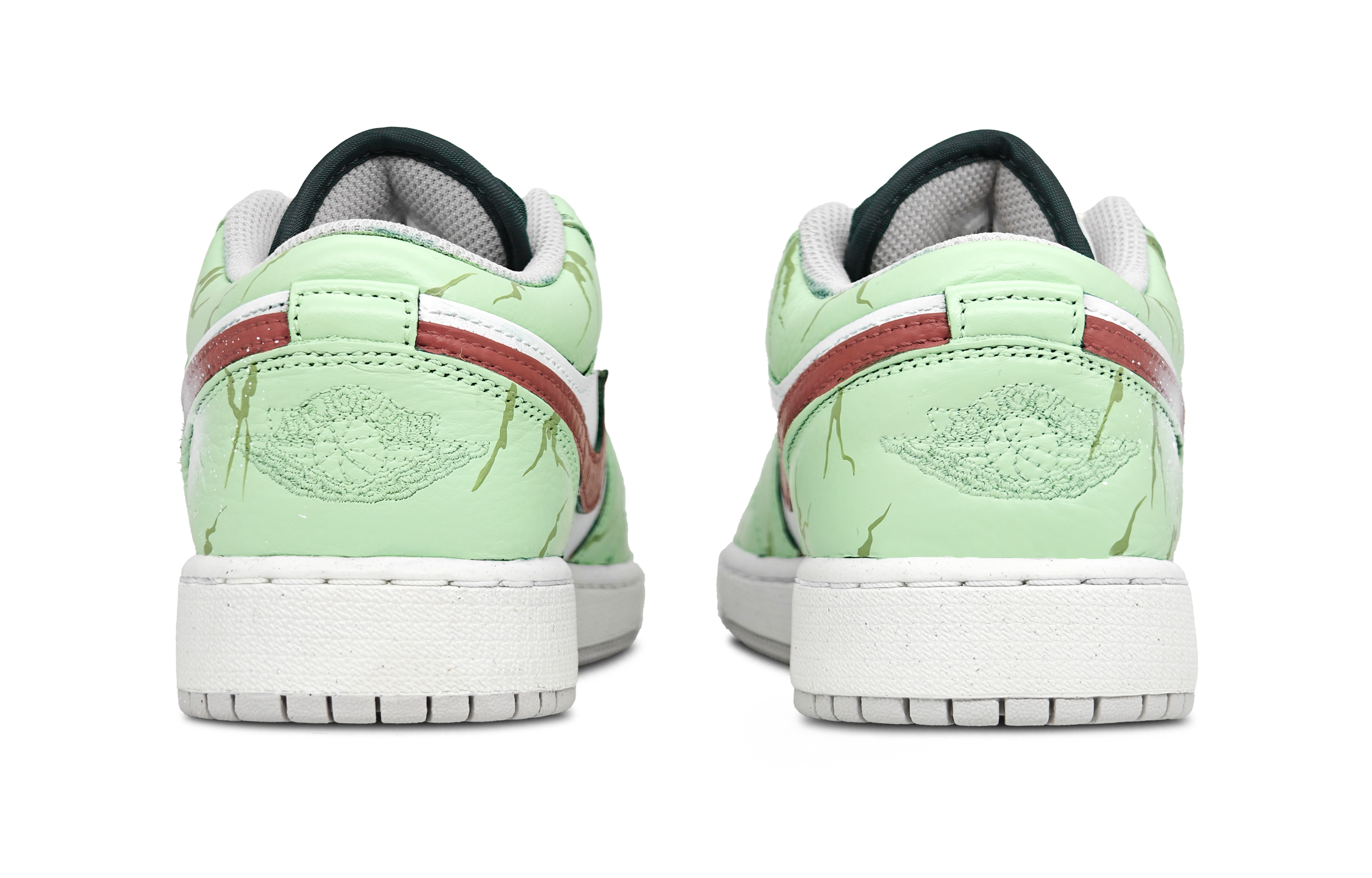 Jordan Air Jordan 1 Pine Shadow Cyan Abrasion Resistant Low top Vintage Basketball Shoes Men’s White Green