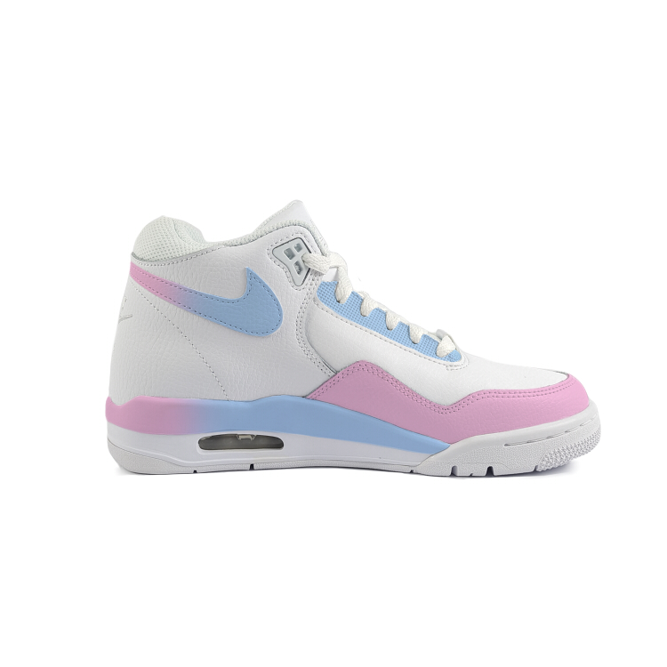 Nike Flight Legacy Slip Resistant Abrasion Resistant Mid top Vintage Basketball Shoes Unisex White Pink Blue