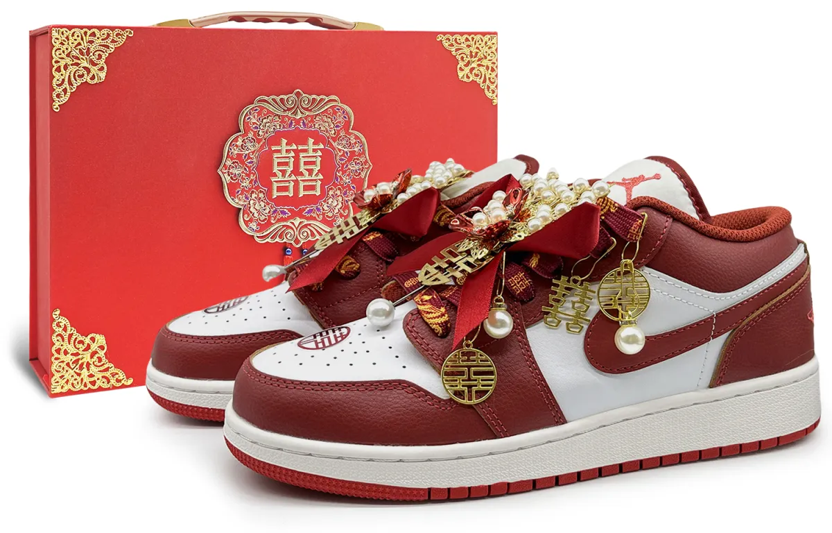 Jordan Air Jordan 1 Newlywed Abrasion Resistant Low top Vintage Basketball Shoes Unisex Red