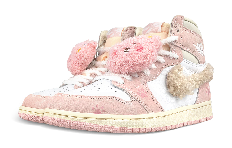 Jordan Air Jordan 1 High top Vintage Basketball Shoes Women’s White Pink