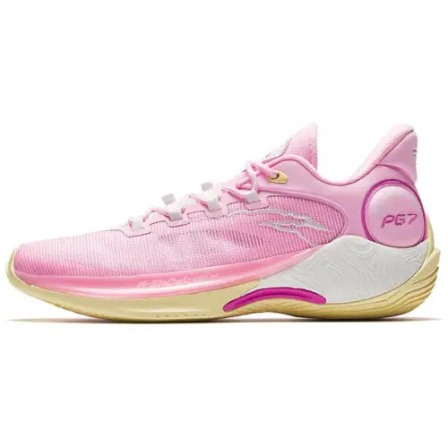Anta Cushioning Abrasion Resistant Mid top Basketball Shoes Men's Pink White