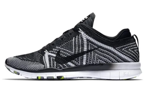 Nike Free TR Flyknit Abrasion Resistant, Breathable, Lightweight Low top Training Shoes Women's Black White