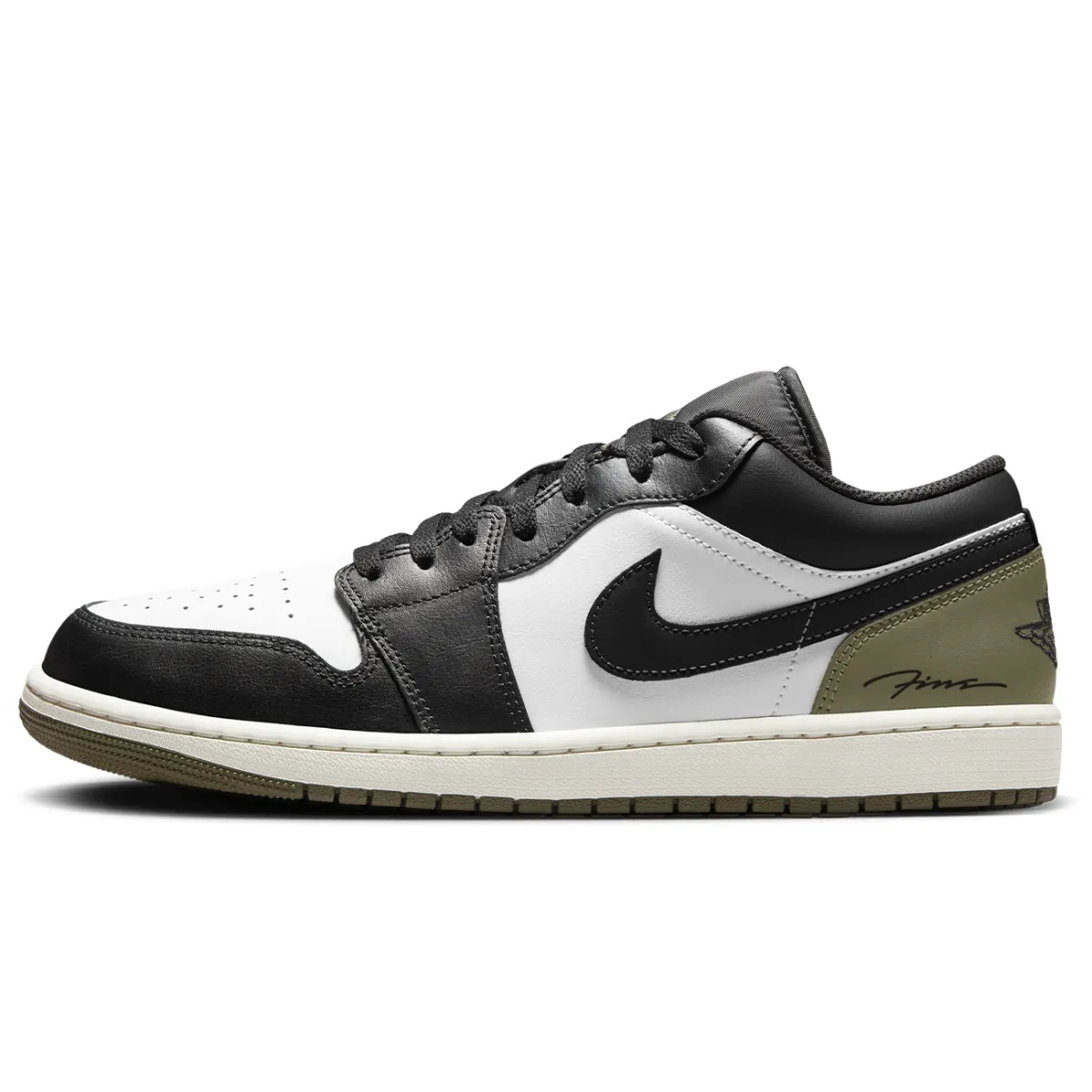 Jordan Air Jordan 1 Abrasion Resistant Low top Vintage Basketball Shoes Unisex Beige Green