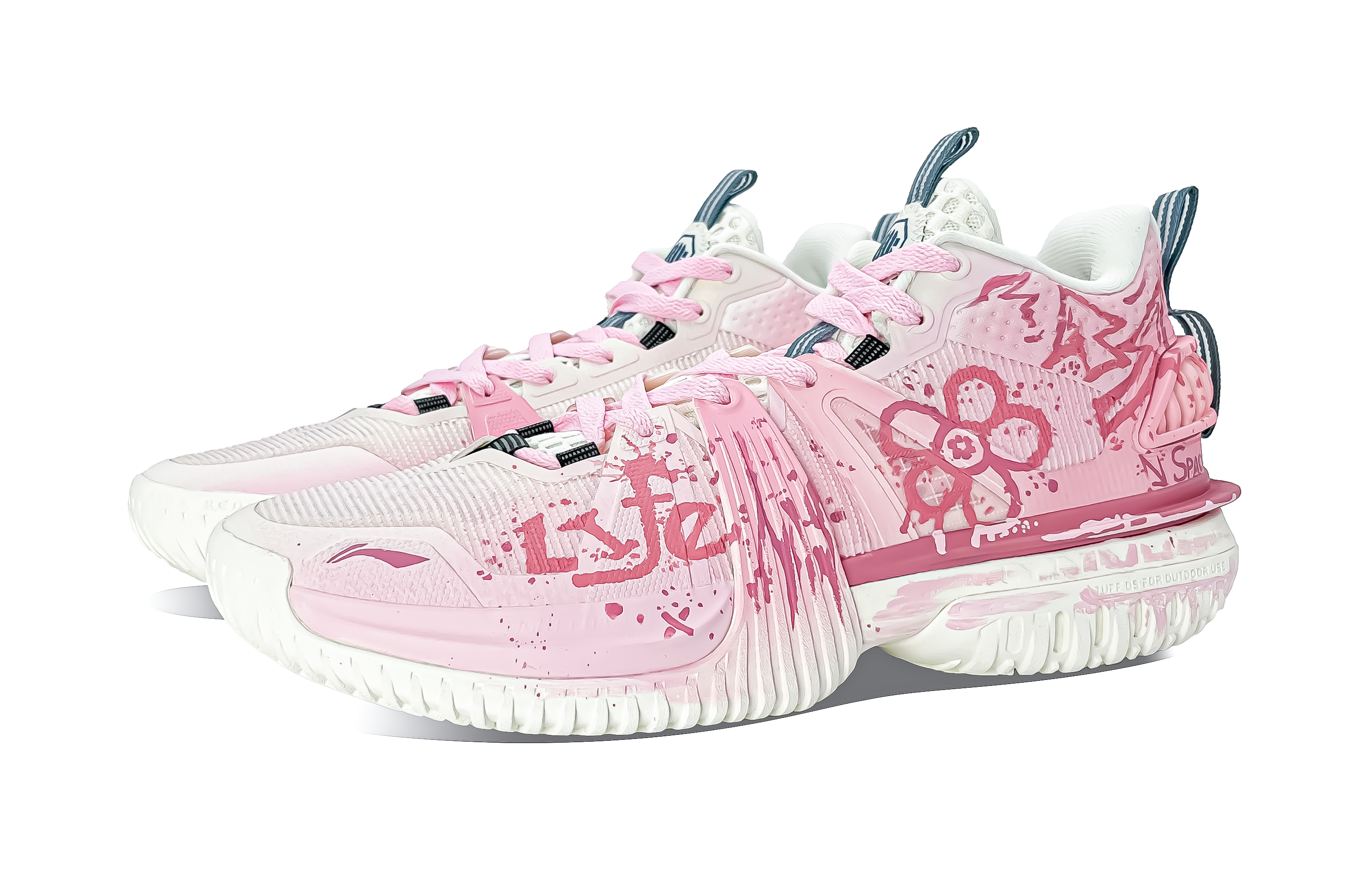 Li Ning Storm 2024 Cushioning Slip Resistant Breathable Low top Basketball Shoes Men’s Pink