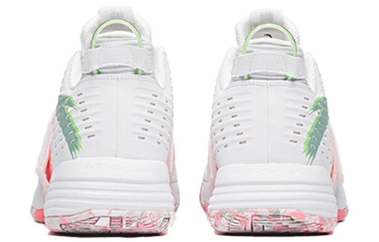 Anta Hengsao1 Cushioning Slip Resistant Abrasion Resistant Mid top Performance Basketball Shoes Men’s White Pink Green