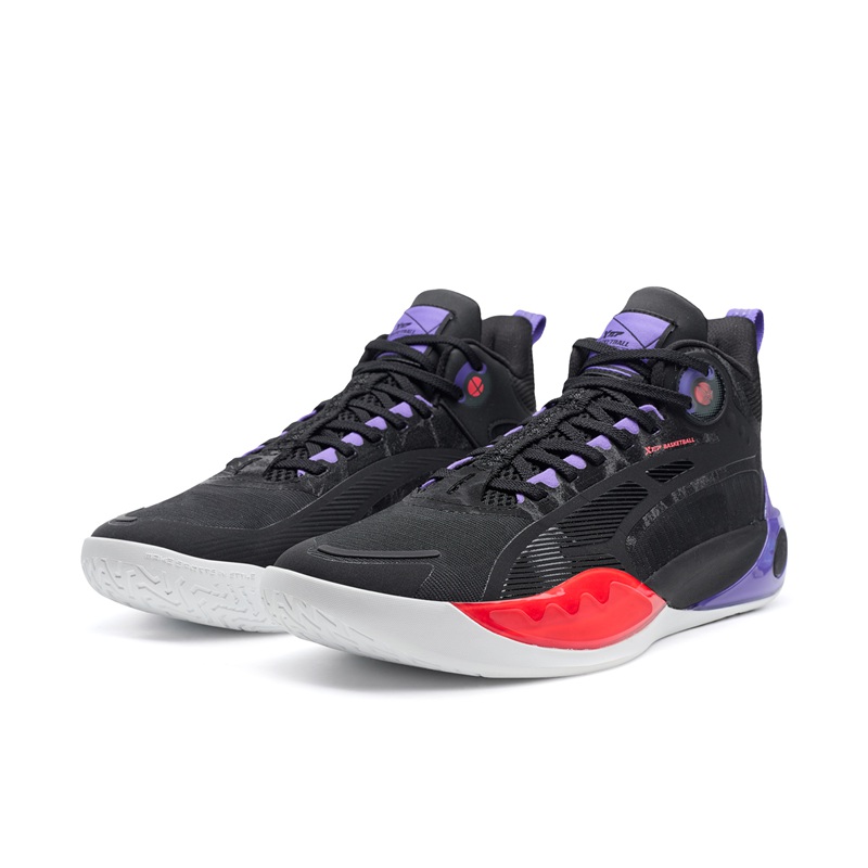 XTEP Slip Resistant Abrasion Resistant Low top Basketball Shoes Men’s Black Purple