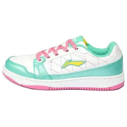 Li Ning Skateboard Shoes Women's Low Top White/Green/Pink