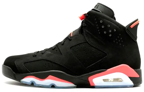 Jordan Air Jordan 6 Retro Infrared Black 3m Suede High Top Retro Basketball Shoes Men's Black Red 2014 Edition