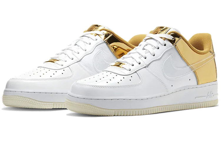 Кеды Nike Air Force 1 07 PRM (бело-золотые) — Белый / золотой — фото 3