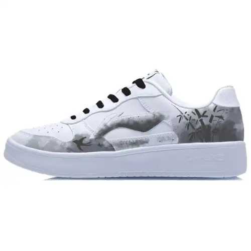 Li Ning Floating Boat Slip Resistant Cushioning Breathable Low top Skateboard Shoes Unisex White Gray