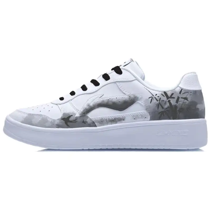 Li Ning Floating Boat Slip Resistant Cushioning Breathable Low top Skateboard Shoes Unisex White Gray