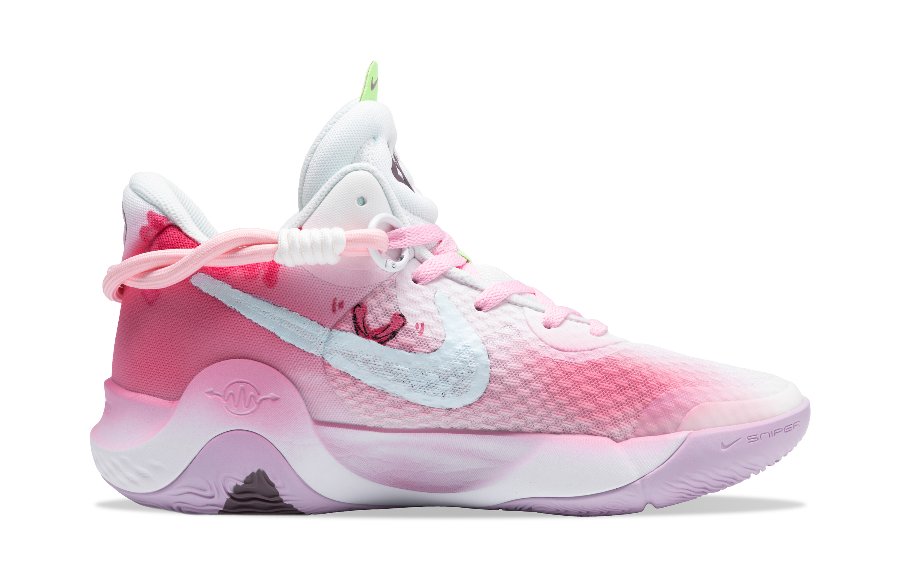 Nike KD Trey 5 IX Slip Resistant Abrasion Resistant Mid top Vintage Basketball Shoes Unisex Light Pink