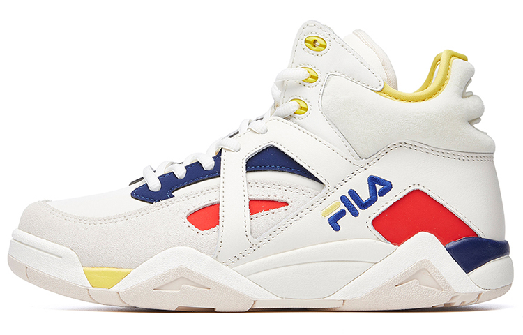 FILA Cage Textile, Synthetic Leather Patchwork Cushioning Abrasion Resistant Mid top Basketball Shoes Women's