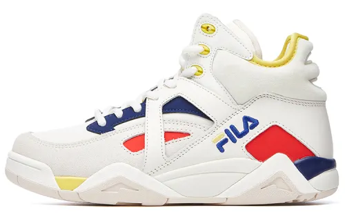 FILA Cage Textile, Synthetic Leather Patchwork Cushioning Abrasion Resistant Mid top Basketball Shoes Women's