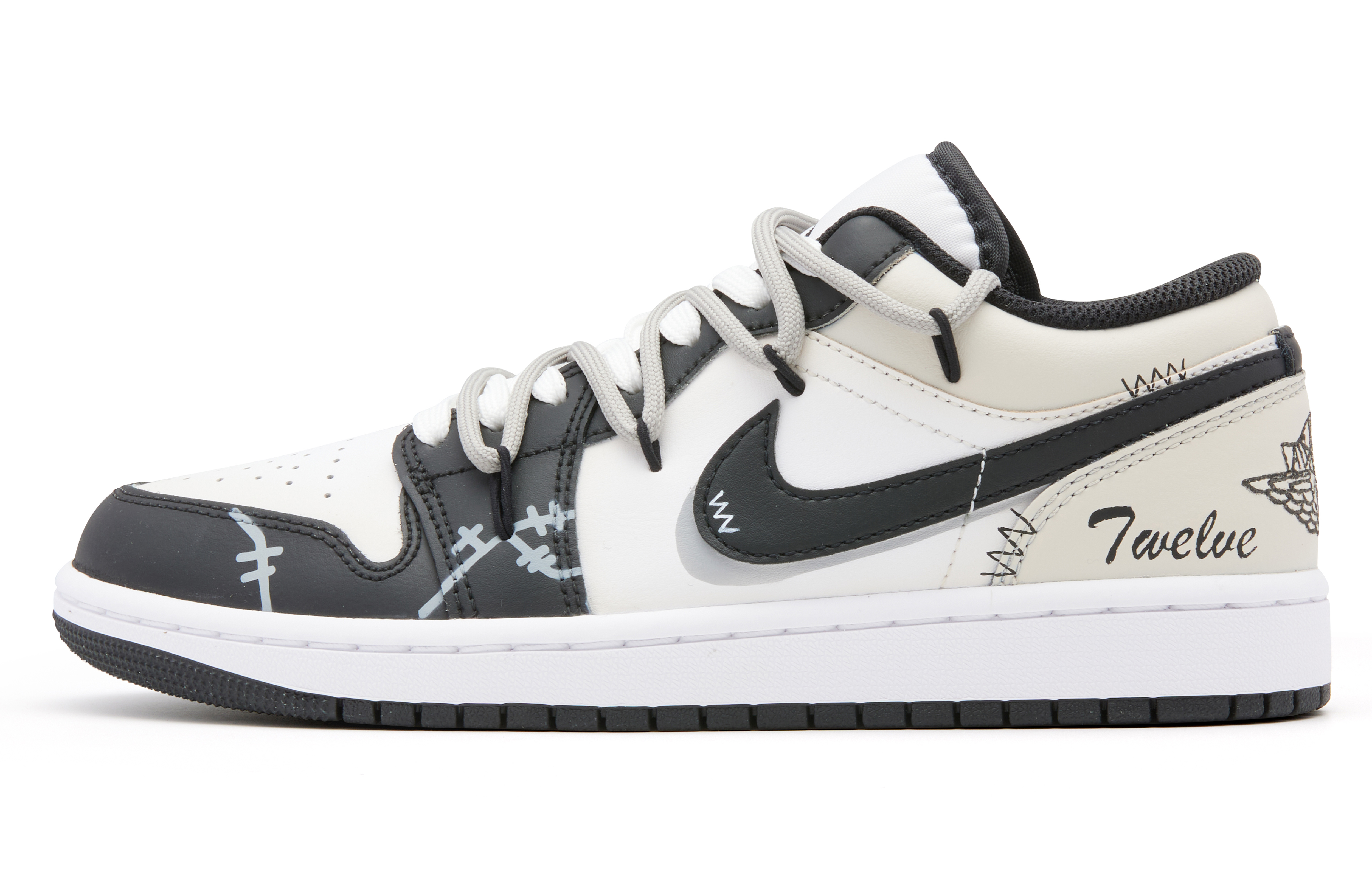Jordan Air Jordan 1 Low Leather Cushioning Slip Resistant Low top Vintage Basketball Shoes Men’s Black Gray
