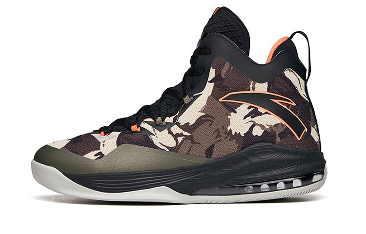 Anta The Shield Slip Resistant Abrasion Resistant High top Vintage Basketball Shoes Men’s Green Black Orange