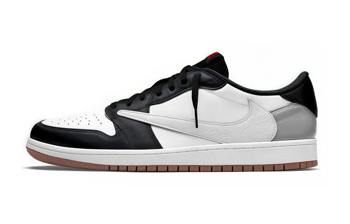Travis Scott x Jordan Air Jordan 1 Low top Vintage Basketball Shoes Unisex Black White Silver