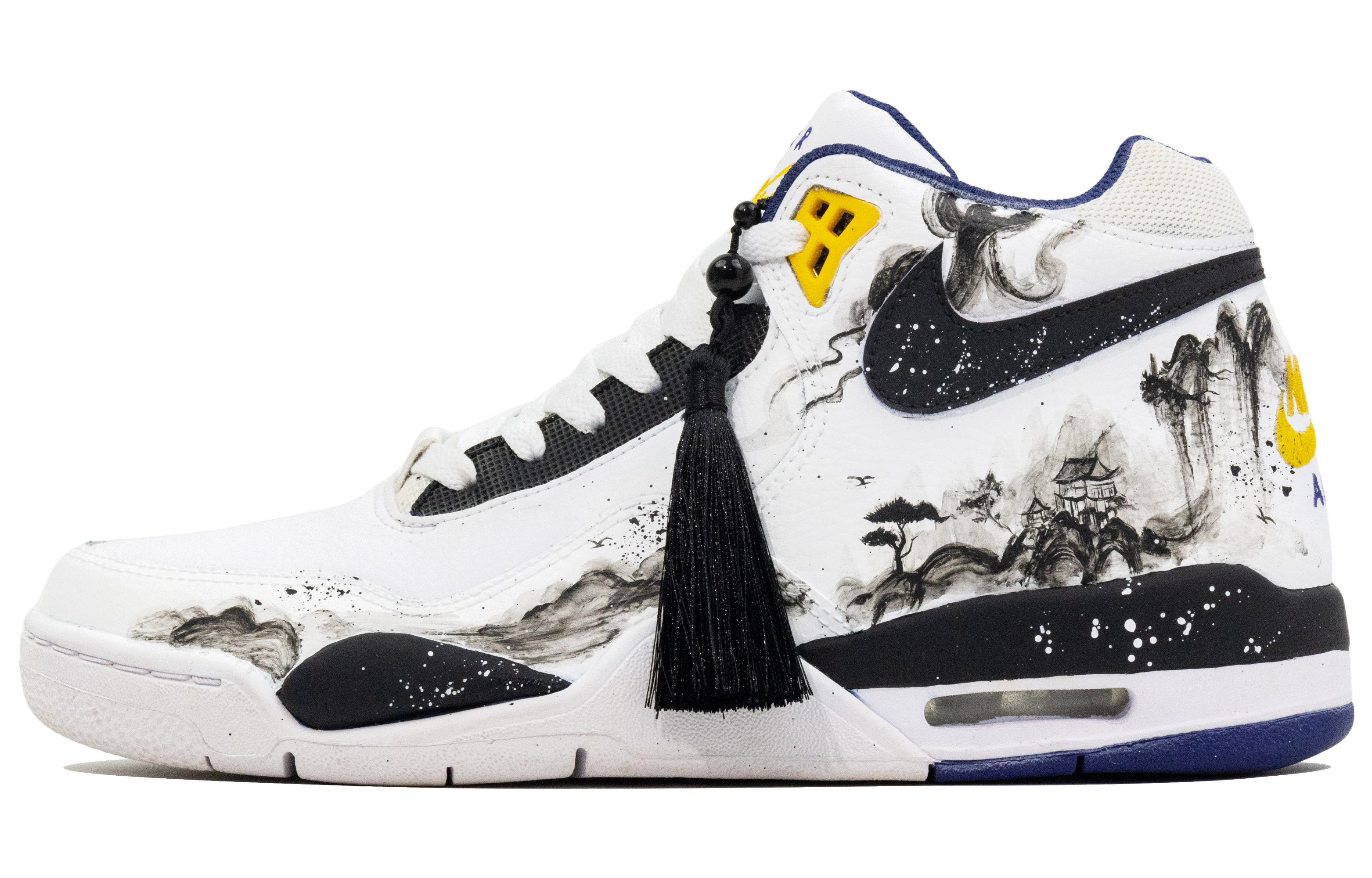 Nike Flight Legacy Misty Rain Jianghu Abrasion Resistant Mid top Vintage Basketball Shoes Men’s Black White