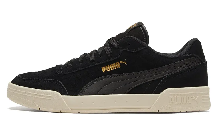 PUMA Caracal Suede Comfortable Abrasion Resistant Lightweight Low top Skateboard Shoes Unisex Black White Gold