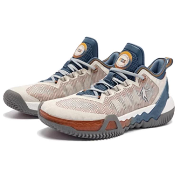 QIAODAN Cushioning Slip Resistant Cushioning Slip Resistant Low top Basketball Shoes Men’s Beige Gray