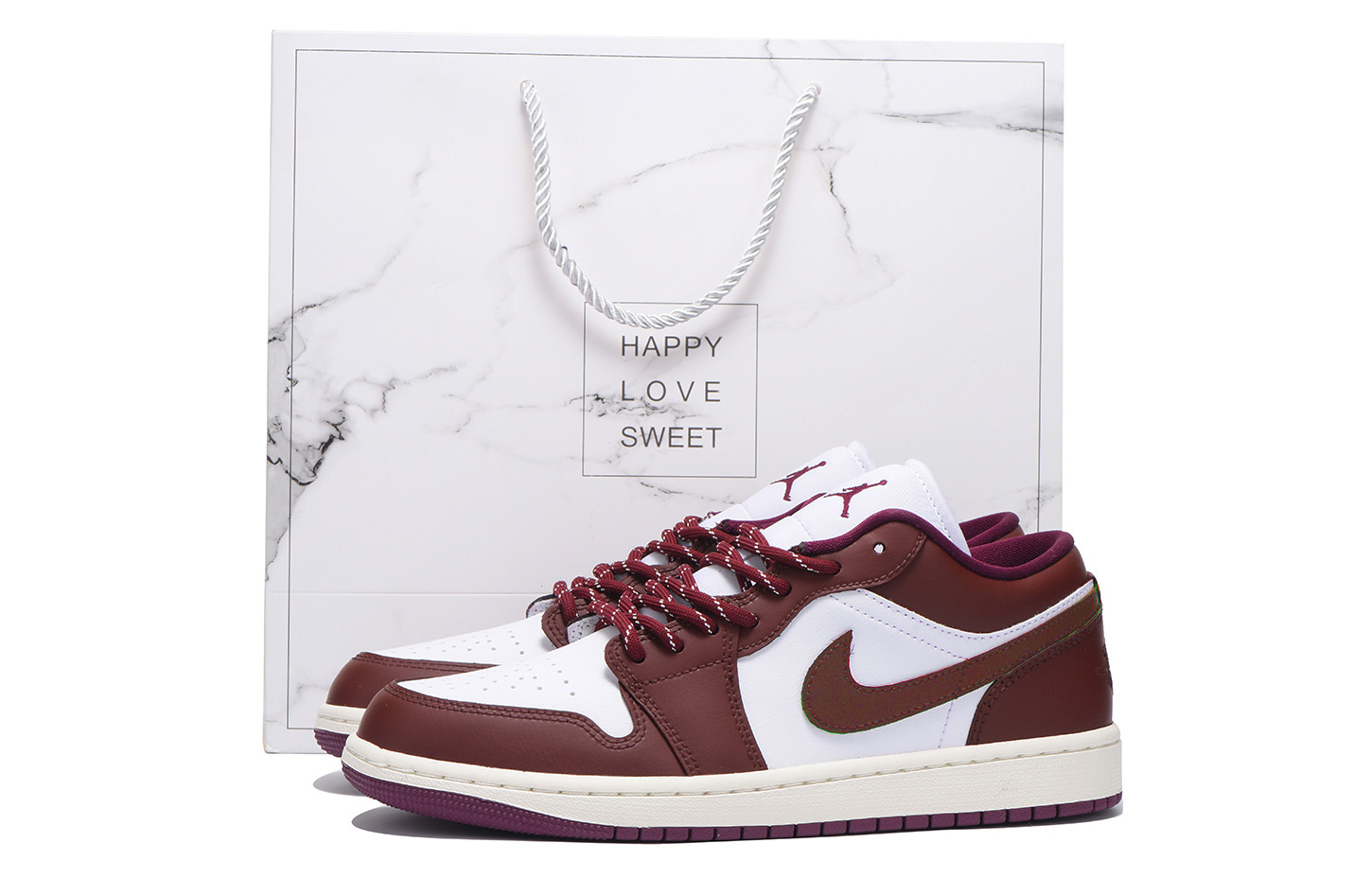 Jordan Air Jordan 1 Slip Resistant And Abrasion Resistant Coverage Low top Vintage Basketball Shoes Women’s Burgundy