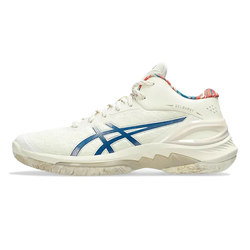 ASICS Gel Burst 28 Versatile Cushioning Slip Resistant Abrasion Resistant Mid top Basketball Shoes Men's Beige Blue