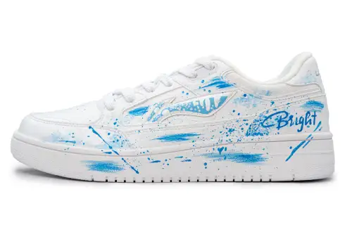 Li Ning Tianji Abrasion Resistant Lightweight Height Increasing Low top Skateboard Shoes Unisex White Blue