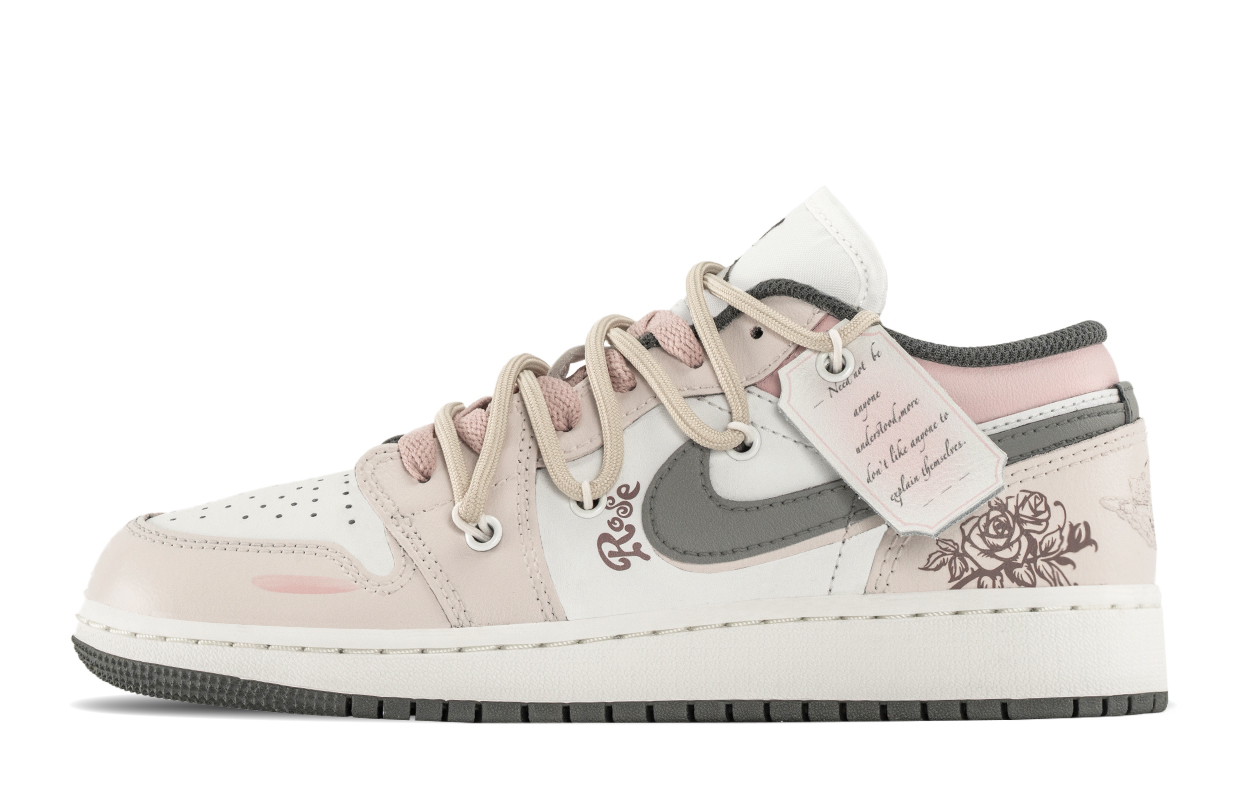 Jordan Air Jordan 1 Low top Vintage Basketball Shoes GS Gray Pink