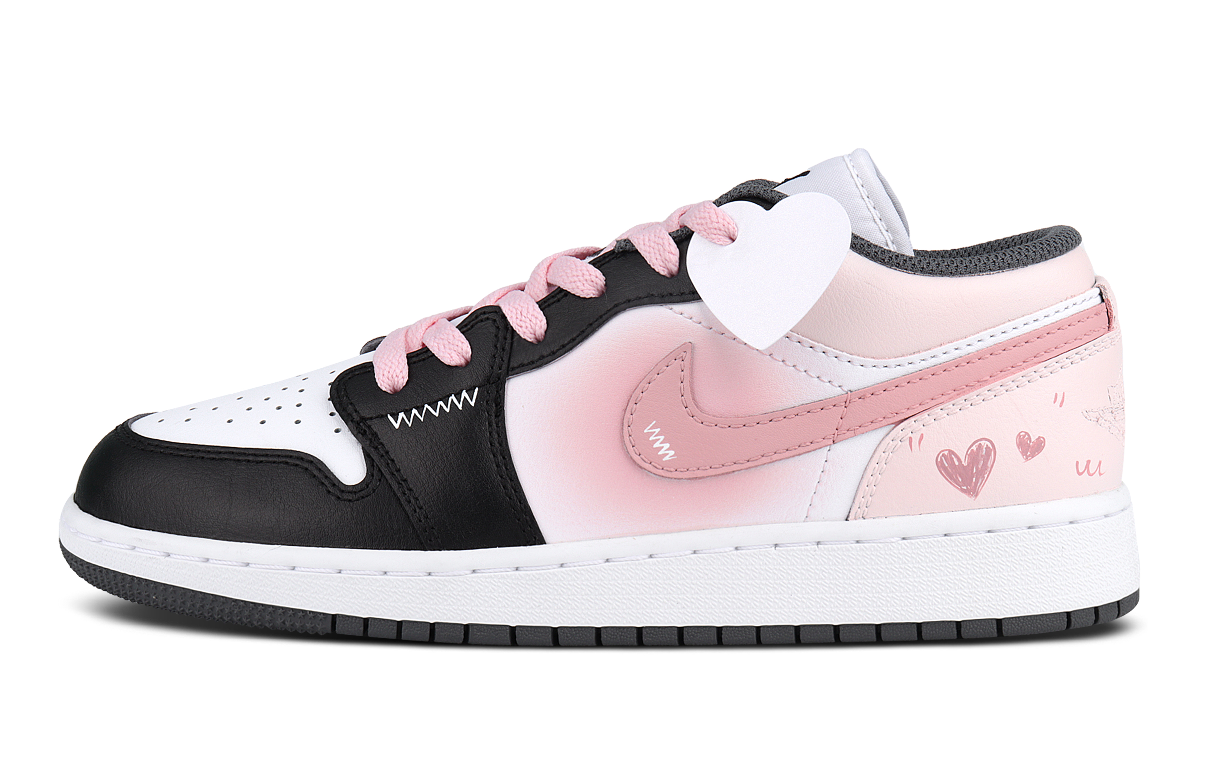 Jordan Air Jordan 1 Abrasion Resistant Abrasion Resistant Low top Vintage Basketball Shoes Women’s Black Pink
