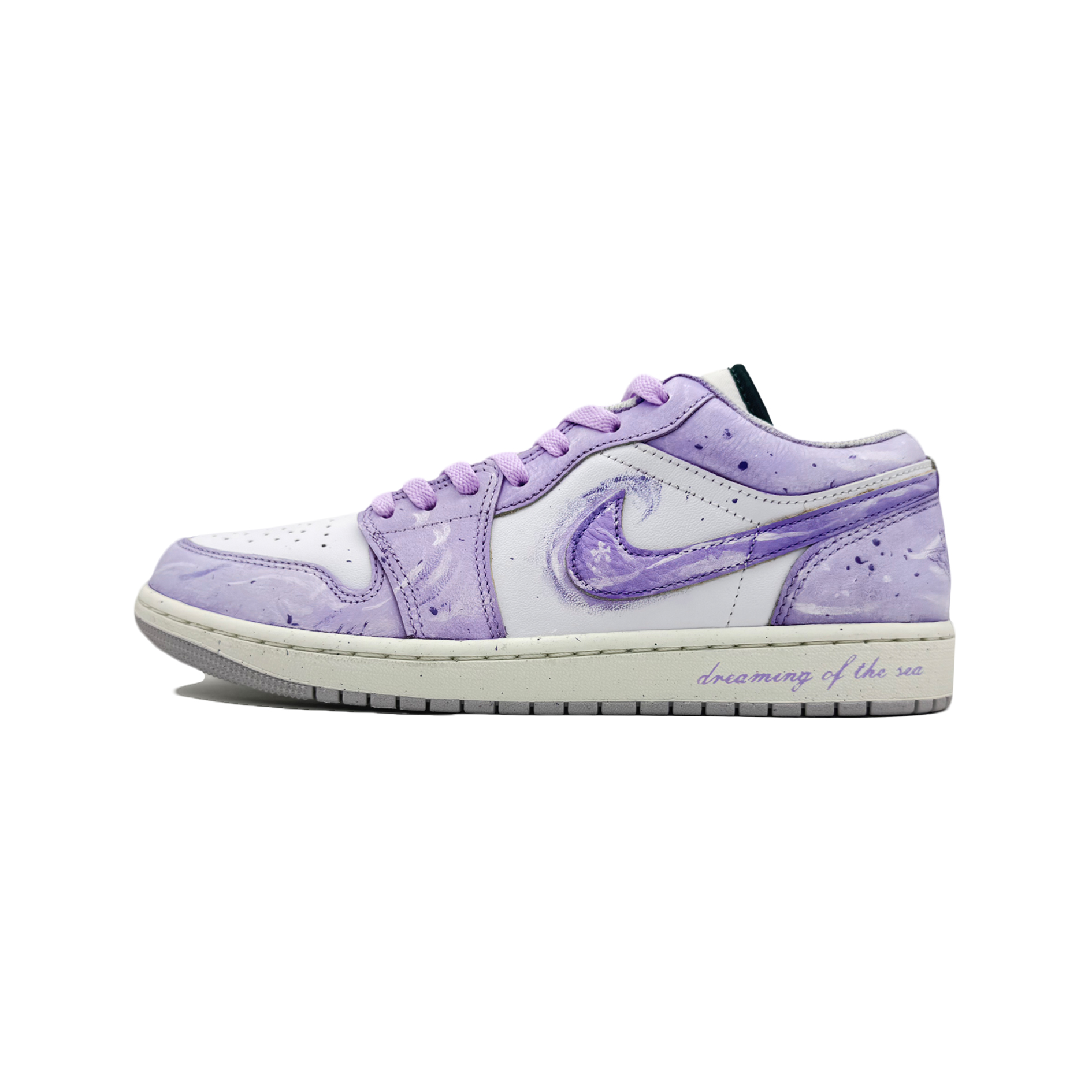 Jordan Air Jordan 1 Slip Resistant Abrasion Resistant Low top Vintage Basketball Shoes Unisex Light Purple