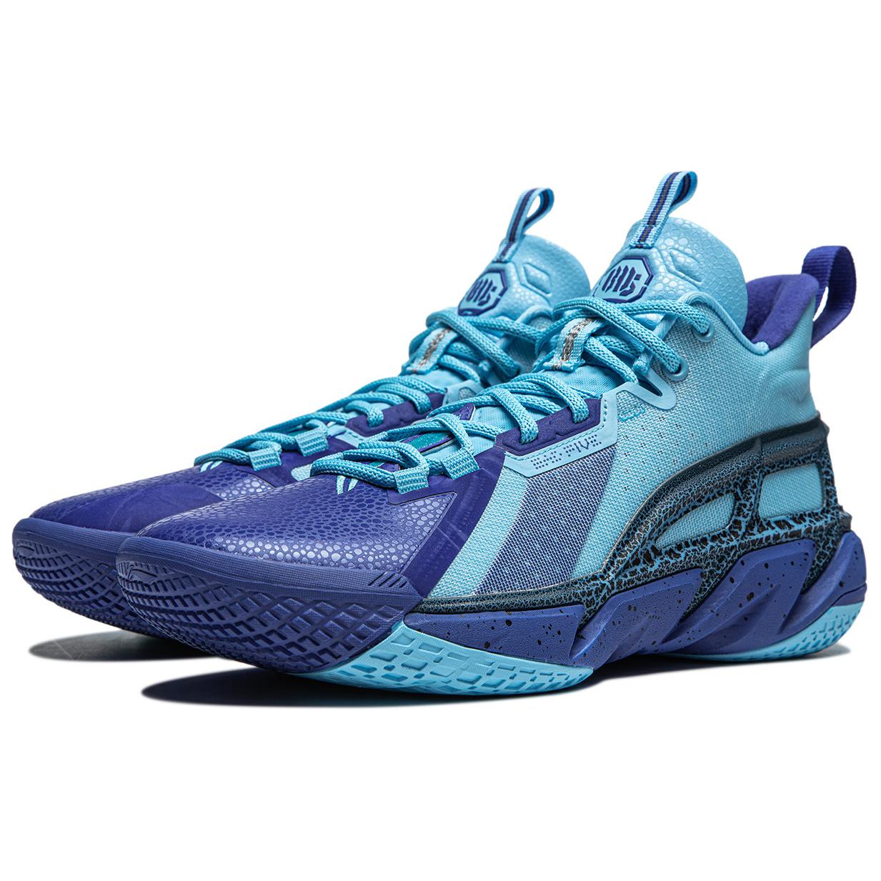 Li Ning BadFive 4 Cushioning Abrasion Resistant Breathable Mid top Basketball Shoes Men’s Blue