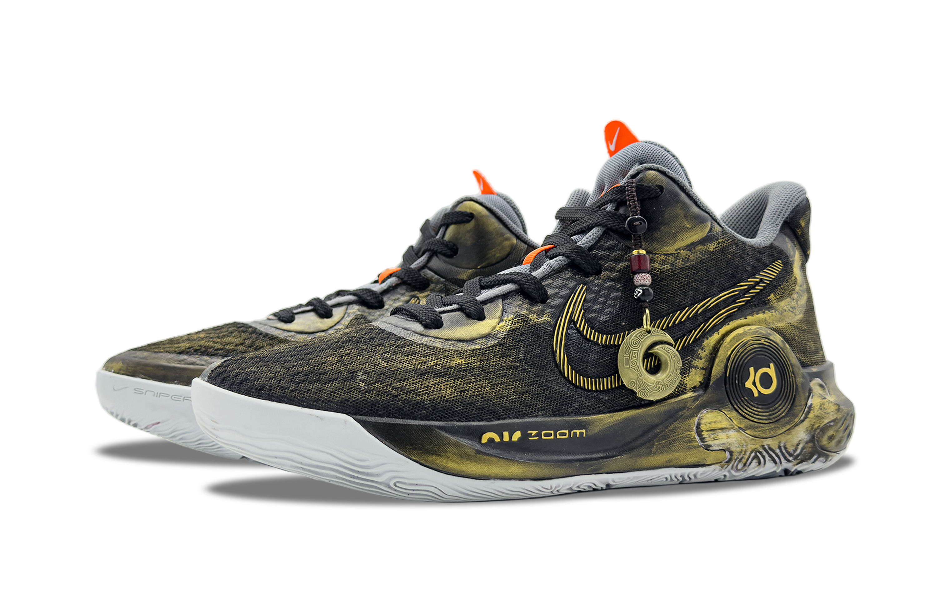 Nike KD Trey 5 IX Funi Gilded Abrasion Resistant Mid top Basketball Shoes Unisex Black Gold