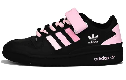 Adidas Originals FORUM Slip Resistant Abrasion Resistant Low top Skateboard Shoes Unisex Black Pink