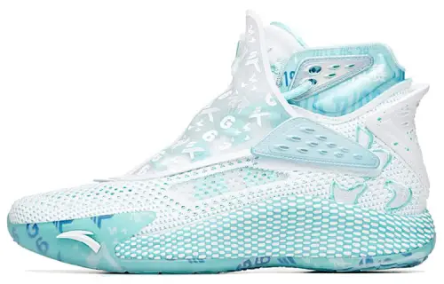 Liushen x Anta KT5 comfortable and versatile shock-absorbing and non-slip high-top basketball shoes men's white and blue