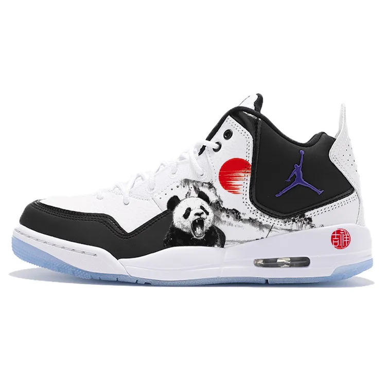 Jordan Courtside 23 Cushioning Slip Resistant Abrasion Resistant Mid top Vintage Basketball Shoes Women's Black White