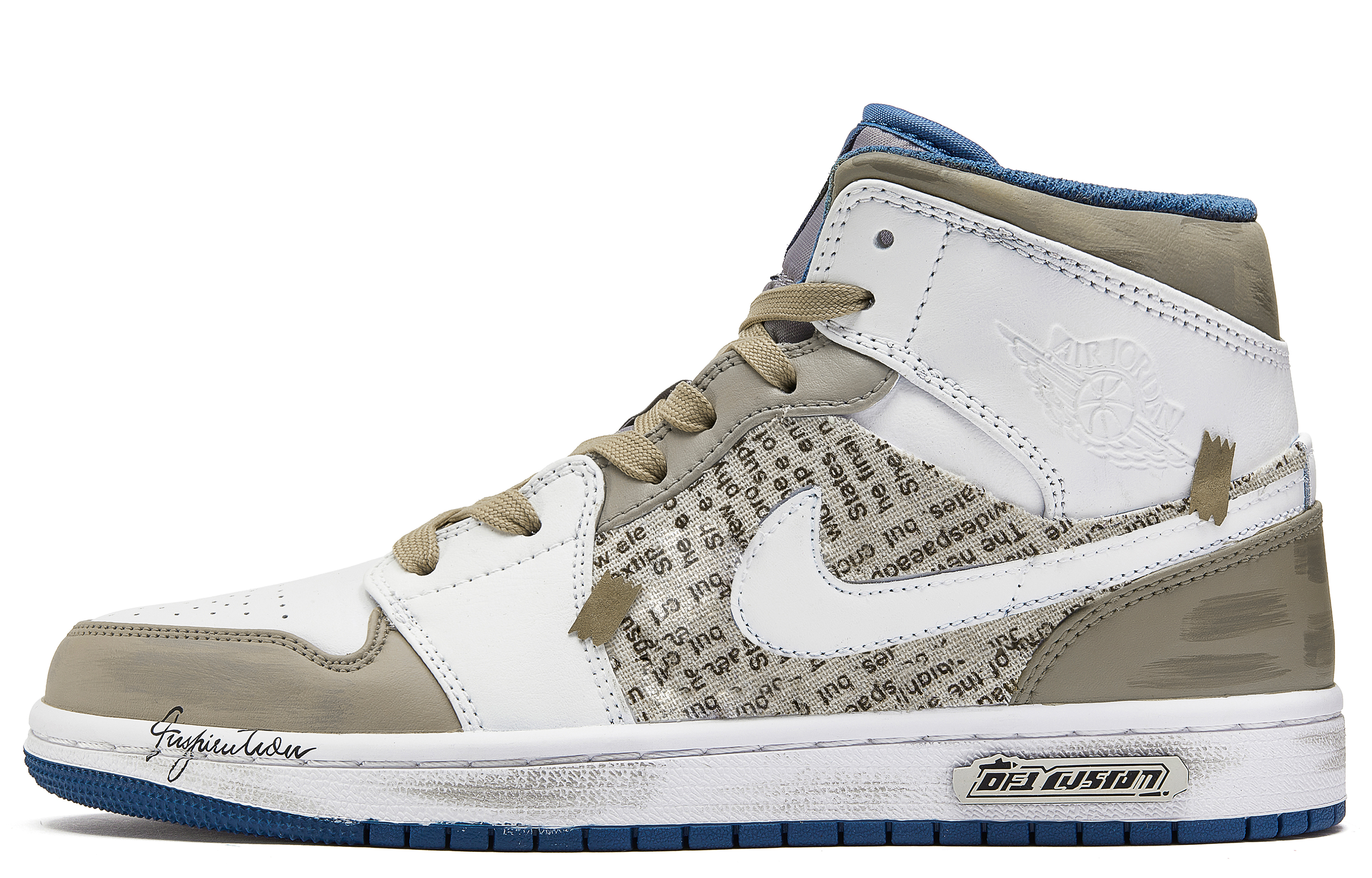 Jordan Air Jordan 1 ADCDAVINCI Custom, Old Newspaper Cushioning Slip Resistant Cushioning Slip Resistant High top