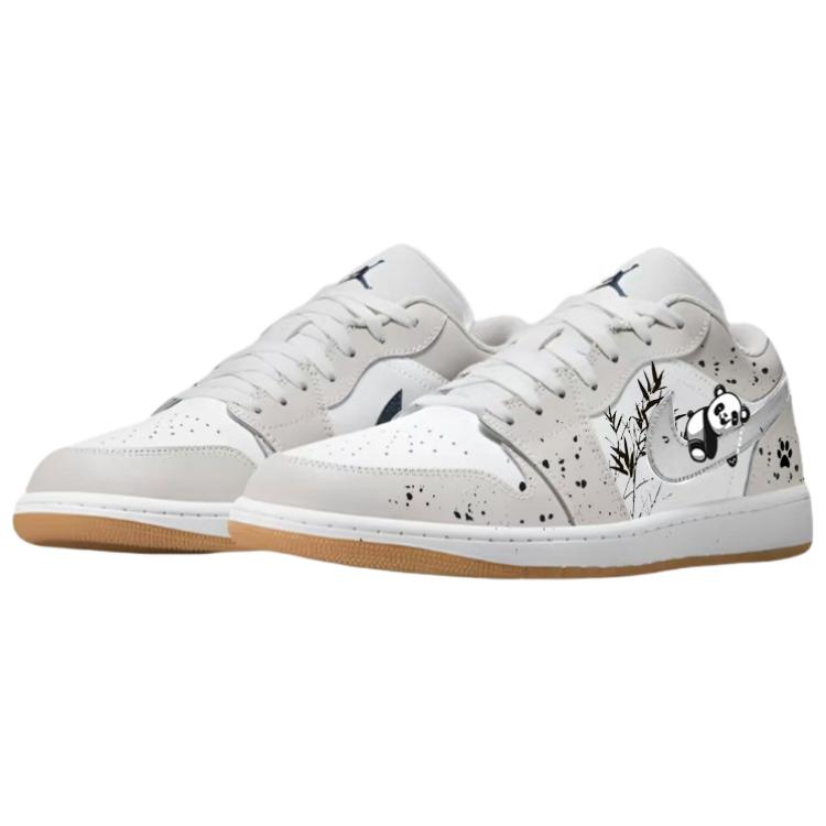 Jordan Air Jordan 1 Slip Resistant Abrasion Resistant Low top Vintage Basketball Shoes Unisex White