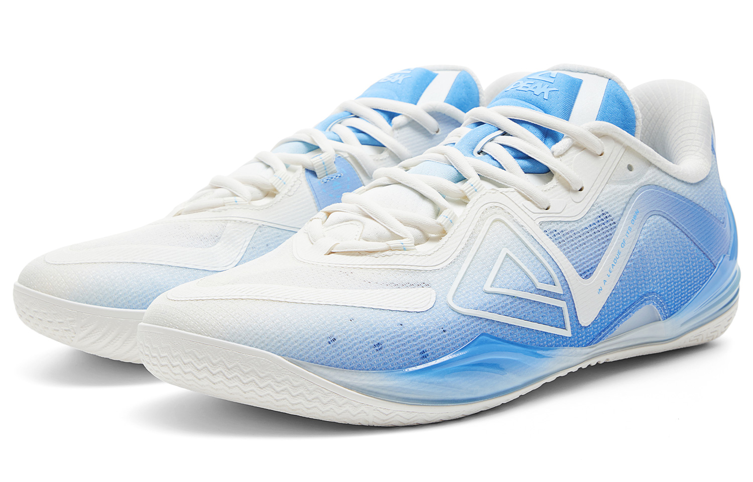 PEAK Cushioning Slip Resistant Abrasion Resistant Low top Basketball Shoes Men’s Milk White Blue