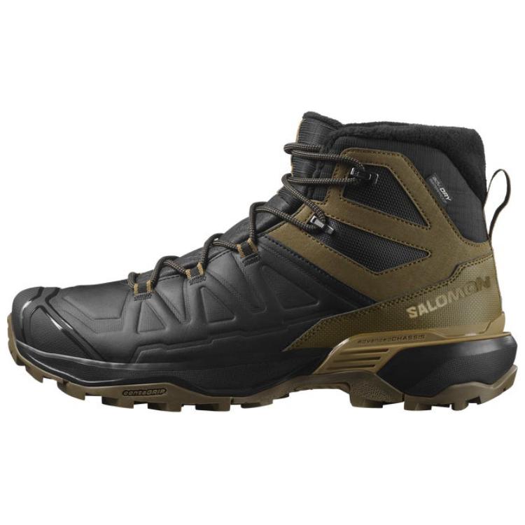 SALOMON X Ultra Slip Resistant, Abrasion Resistant, Waterproof Mid top Hiking Shoes Men’s Black Green