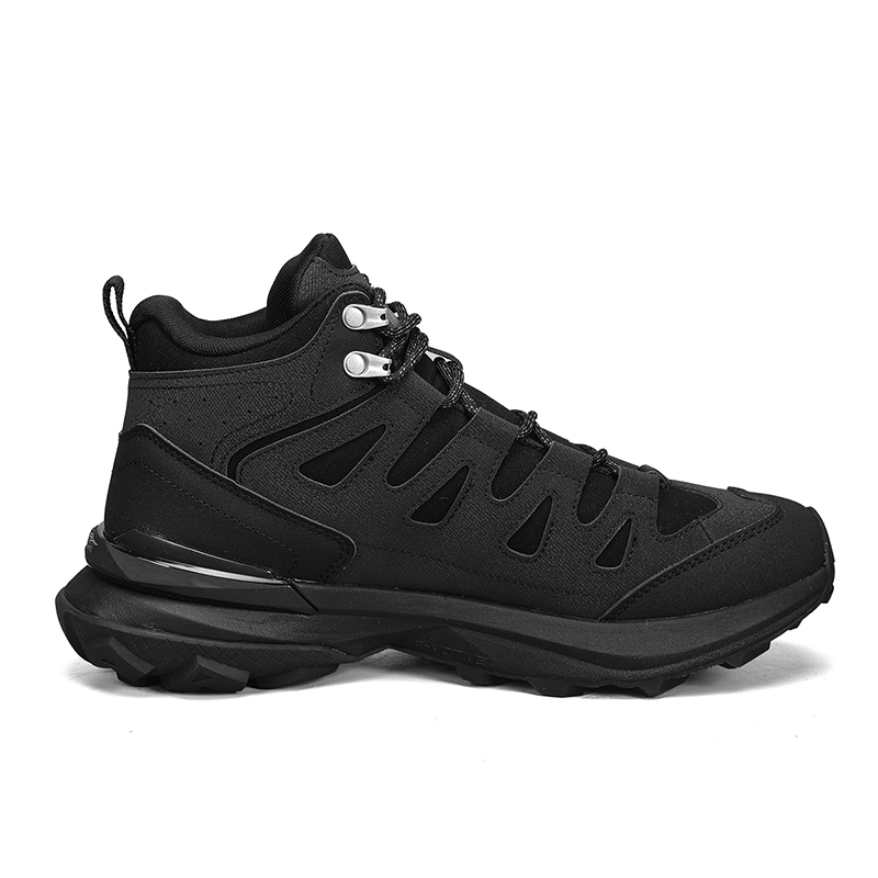 PEAK Cushioning Abrasion Resistant Slip Resistant High top Mountaineering Shoes Men’s All Black