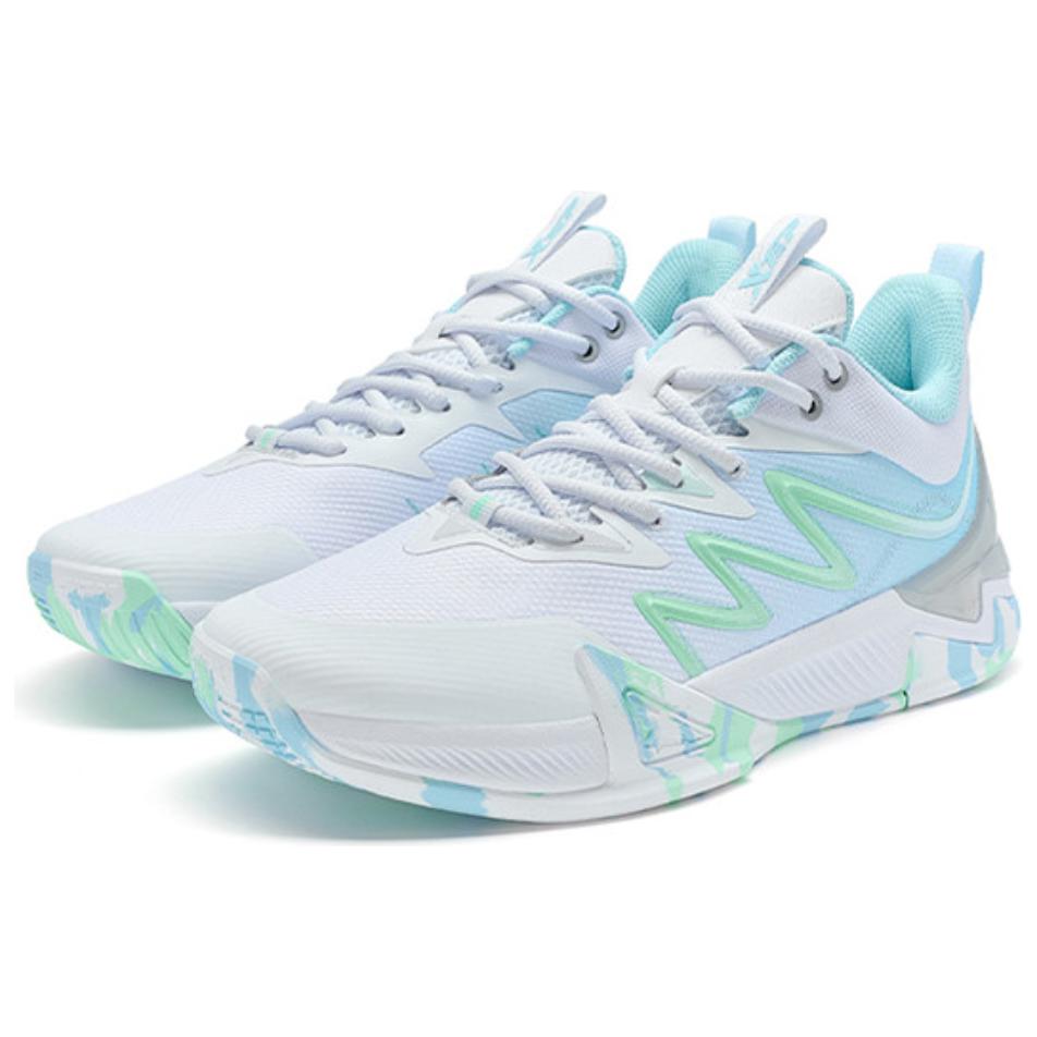 XTEP Slip Resistant Abrasion Resistant Low top Basketball Shoes Men’s White Blue