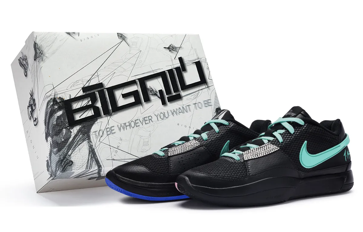 Nike Ja 1 811 Manufacturing, Black Blue Reverse Slip Resistant, Abrasion Resistant, Breathable, Lightweight