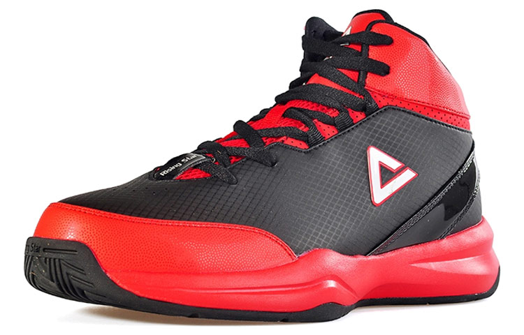 PEAK Nova Abrasion Resistant Slip Resistant Mid top Performance Basketball Shoes Men’s Black Red
