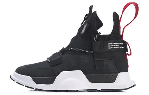 Li Ning Reburn Vintage Basketball Shoes Unisex Mid Top Black White