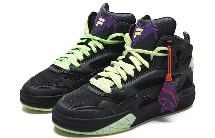 FILA FUSION DESPERADO Textile, Synthetic Leather Mid top Vintage Basketball Shoes Women’s Black Purple