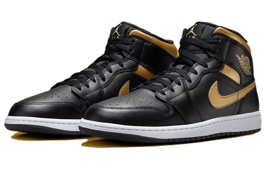 Jordan 1 Mid Black Metallic Gold