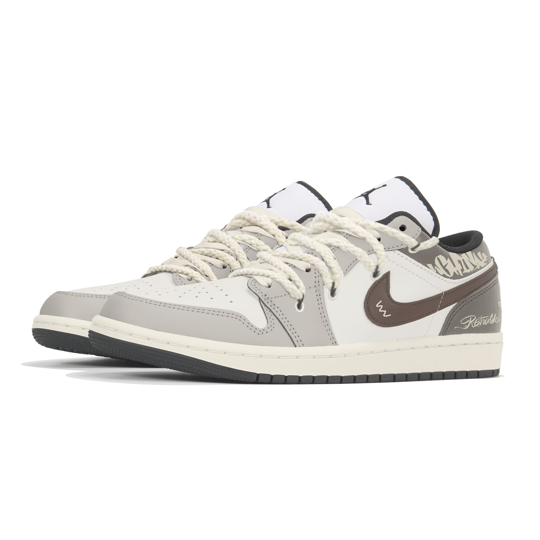 Jordan Air Jordan 1 Chocolate Pie Comfortable Abrasion Resistant Abrasion Resistant Low top Vintage Basketball Shoes